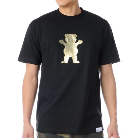 Diamond Supply Grizzly Gold Foil Bear Black Tee Shirt 