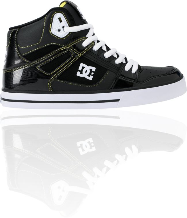 DC Spartan Hi WC Black Patent Leather & Yellow Shoe