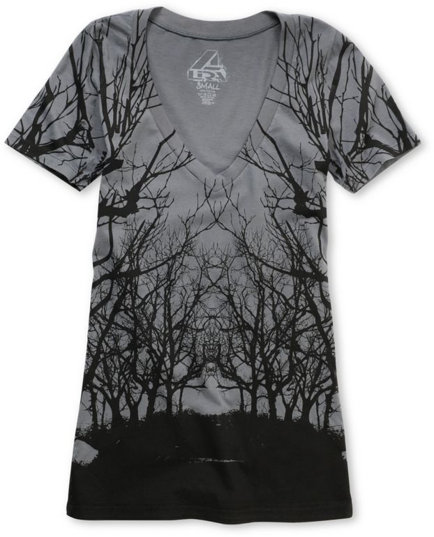 Lira Roots Charcoal V-Neck Tee Shirt