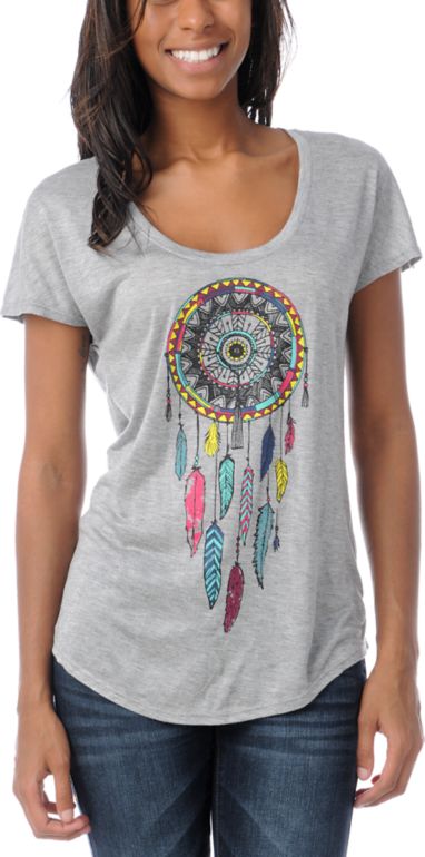 Empyre Girls Novato Dream Feather Grey Tee Shirt