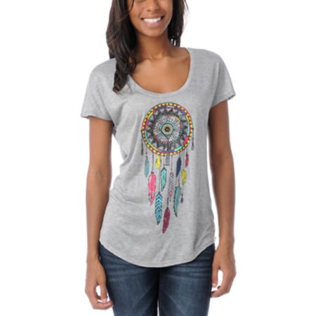 Empyre Girls Novato Dream Feather Grey Tee Shirt