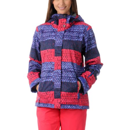 Roxy Jetty Moody Blue Stripe 8K Insulated Snowboard Jacket