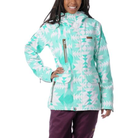 DC Girls Contra 2013 Yucca Tribal Mint 10K Snowboard Jacket
