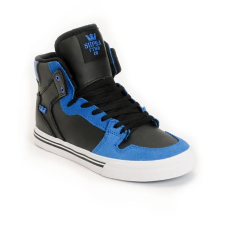 Supra Kids Vaider Blue High Top Skate Shoes