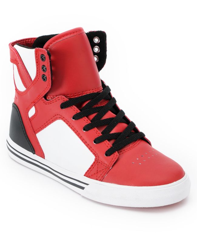 Supra Kids Skytop Red & Black Skate Shoe