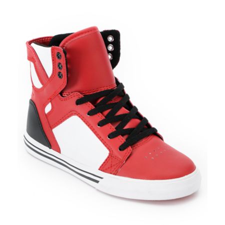 Supra Kids Skytop Red & Black Skate Shoe