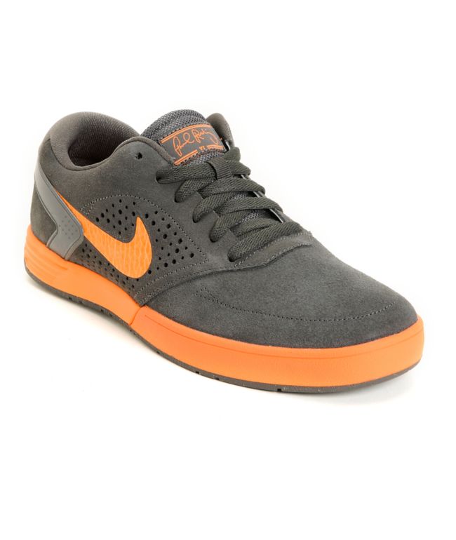 Nike SB P-Rod 6 LR Lunarlon Fog Grey & Total Orange Skate Shoe