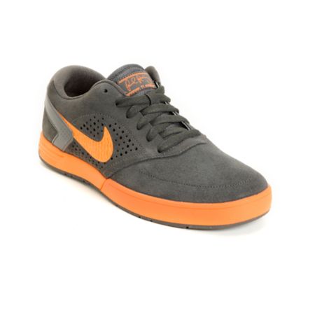 Nike SB P-Rod 6 LR Lunarlon Fog Grey & Total Orange Skate Shoe 