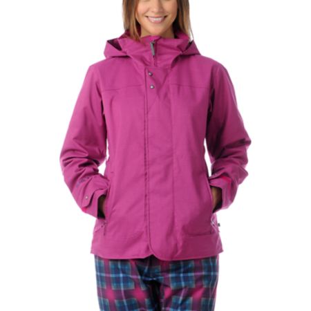 Burton Jet Set Pink Plaid 10K Girls Snowboard Jacket