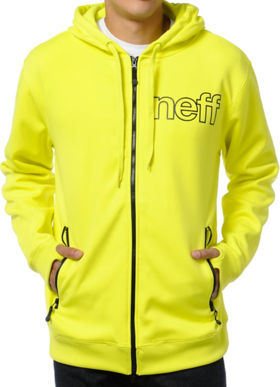 Neff Daily Shred Tennis Yellow Zip Up Tech Fleece Jacket