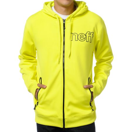 Neff Daily Shred Tennis Yellow Zip Up Tech Fleece Jacket