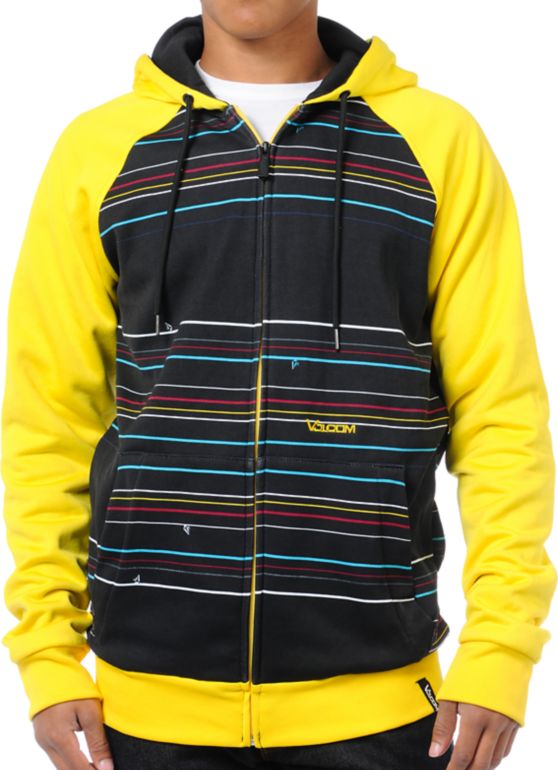Volcom Doz Black & Yellow Guys Hydro Zip Tech Fleece Jacket