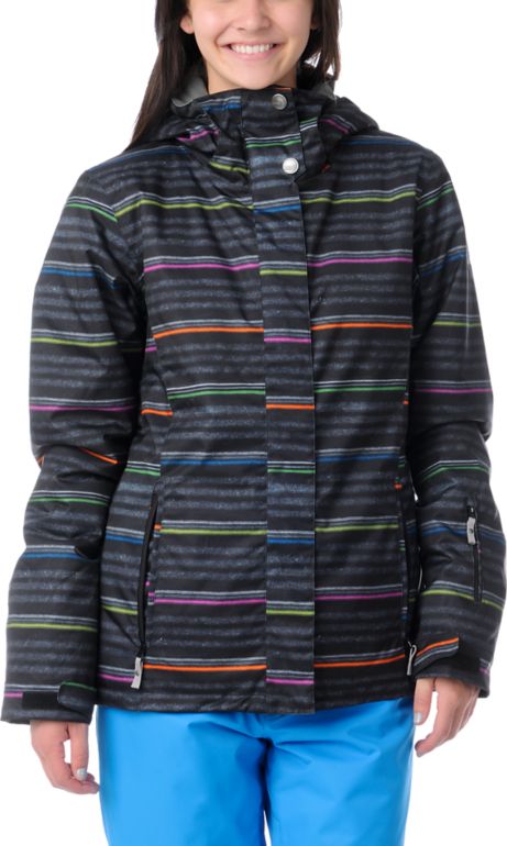 Roxy Jetty Neon Stripe 8K Insulated Girls Snowboard Jacket
