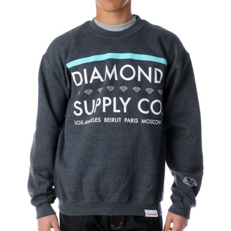 Diamond Supply Roots Charcoal Crew Neck Sweatshirt