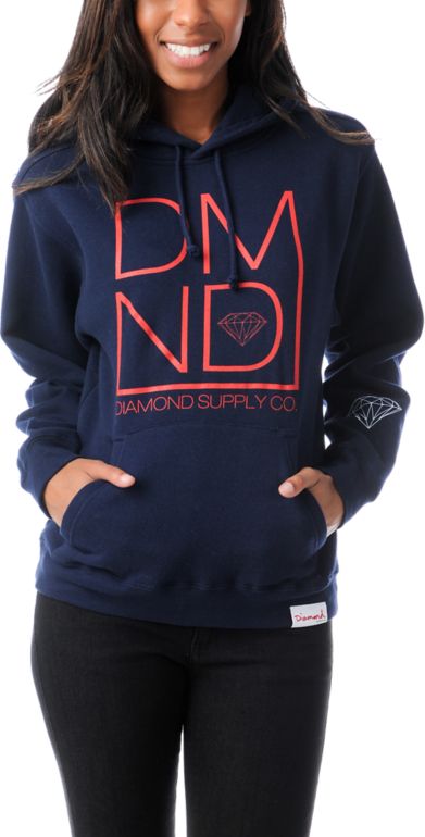 Diamond Supply Girls DMND Navy Blue Pullover Hoodie