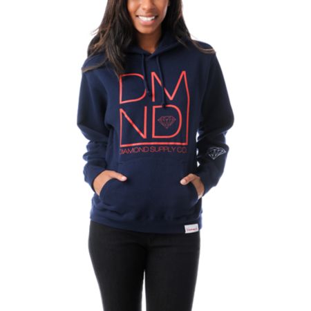 Diamond Supply Girls DMND Navy Blue Pullover Hoodie