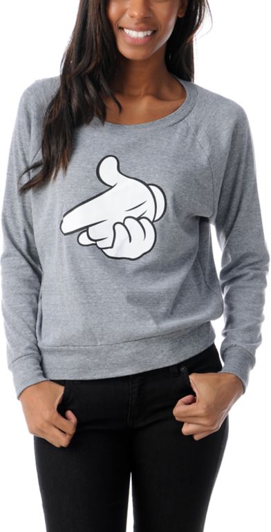 Crooks and Castles Air Gun Heather Grey Boyfriend Crewneck Raglan Top