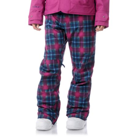 Burton Society 2013 Hex Radiant Plaid 10K Girls Snowboard Pants