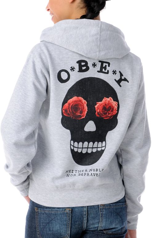 Obey Girls Sinners Grey Pullover Hoodie