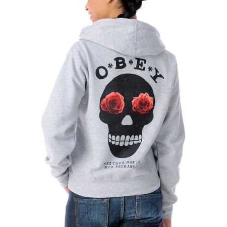 Obey Girls Sinners Grey Pullover Hoodie