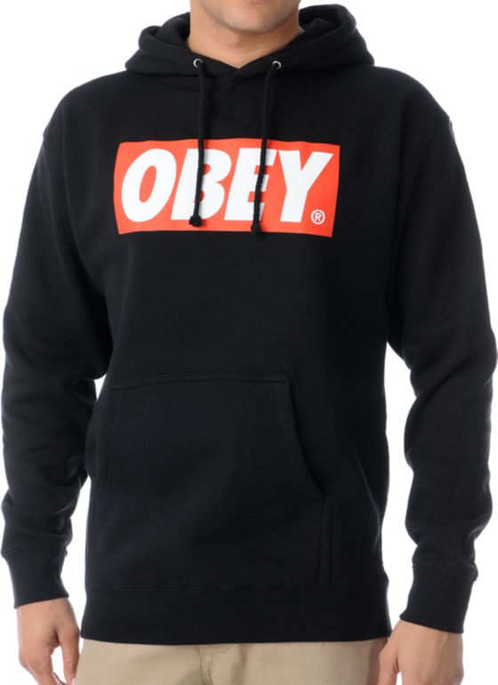 Obey Box Logo Black Pullover Hoodie