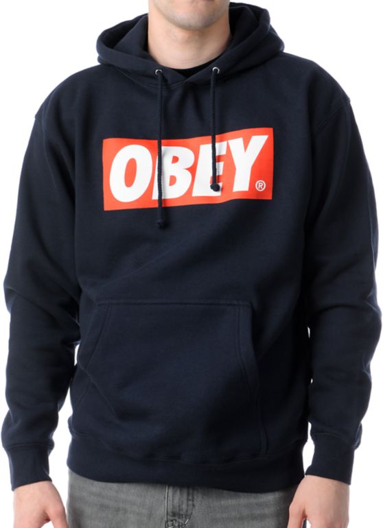 Obey Box Logo Navy Pullover Hoodie