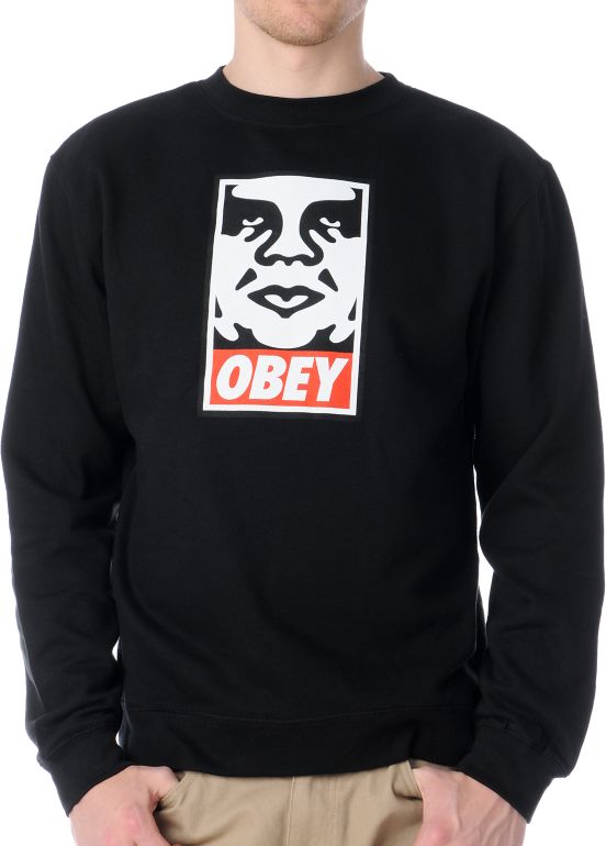 Obey OG Face Black Crew Neck Sweatshirt