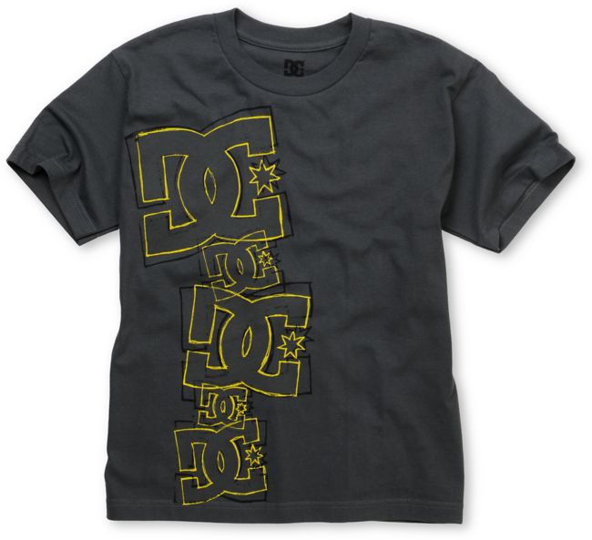 DC Boys Stacked Up Charcoal Tee Shirt