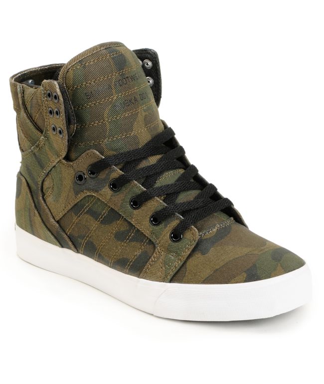 Supra Skytop Green Camo Canvas Skate Shoe