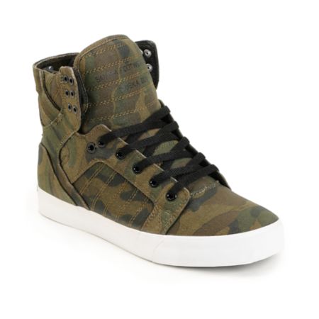 Supra Skytop Green Camo Canvas Skate Shoe