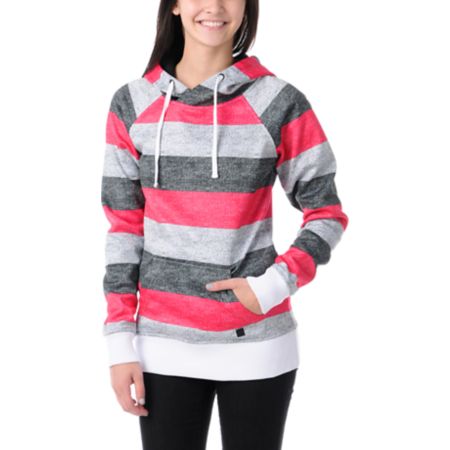 Empyre Girls Frosty Black, Pink & White Pullover Tech Fleece Jacket