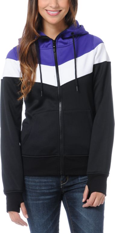 Empyre Girls Insignia Black, Purple & White Full Zip Tech Fleece Jacket