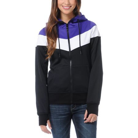 Empyre Girls Insignia Black, Purple & White Full Zip Tech Fleece Jacket