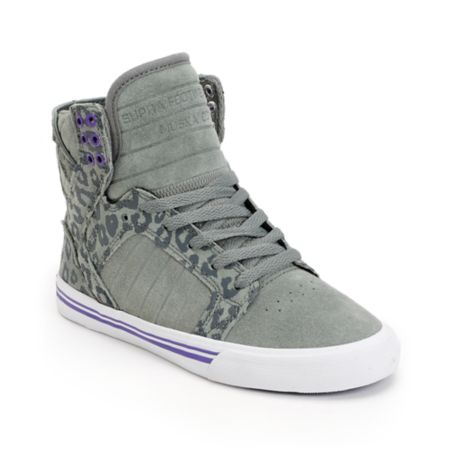 Supra Womens Skytop Grey & Cheetah Print Suede Shoe