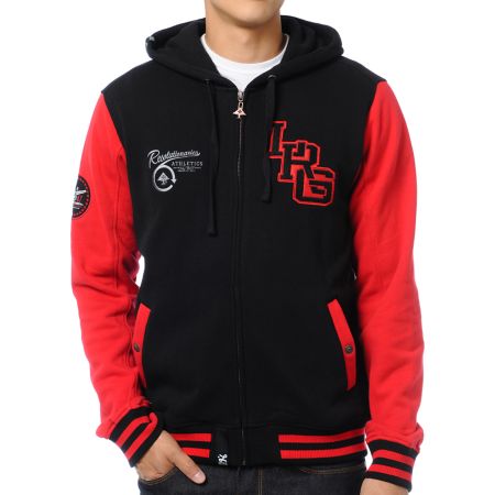 LRG Resolutionaries Black & Red Varsity Fleece Jacket