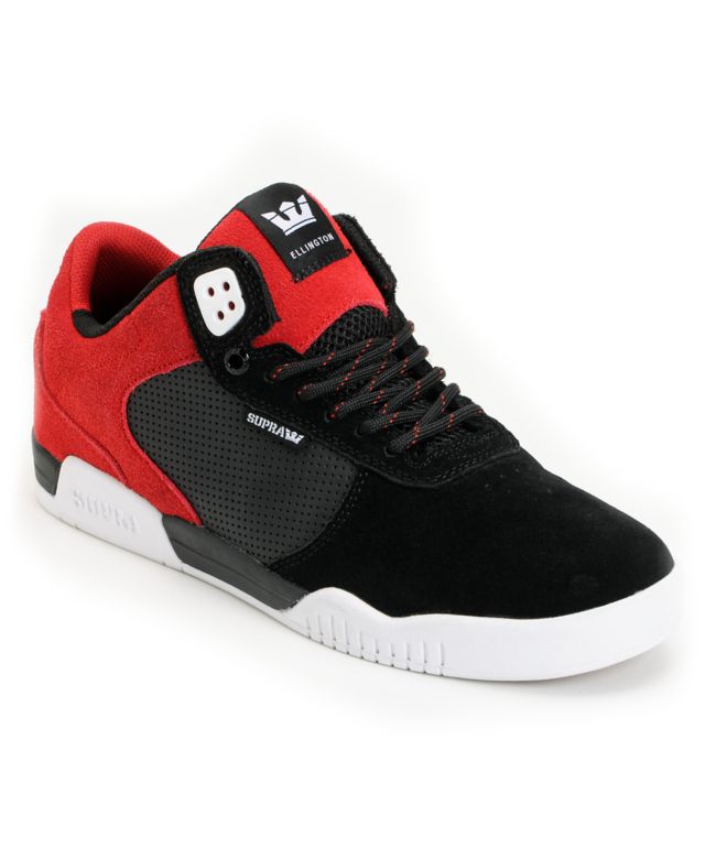 Supra Ellington Black & Red Suede Skate Shoe