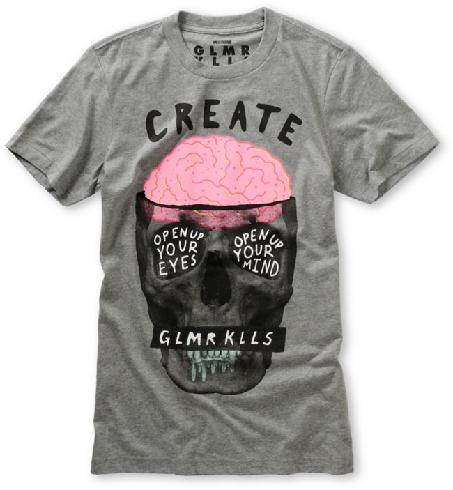 Glamour Kills Open Your Eyes Heather Grey Tee Shirt