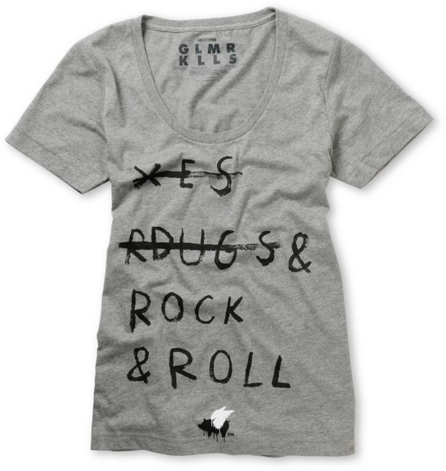 Glamour Kills Rock N Roll Heather Grey Tee Shirt