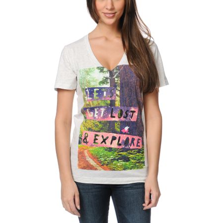 Glamour Kills Lose Ourselves Heather Grey V-Neck Tee Shirt