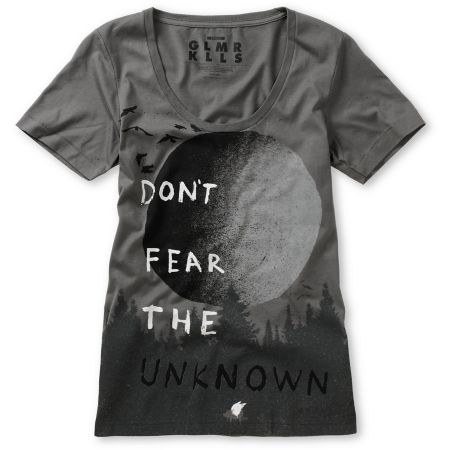Glamour Kills Have No Fear Grey Scoop Neck Tee Shirt