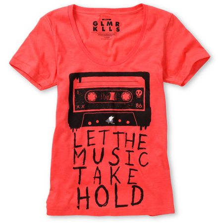 Glamour Kills Let It Take Hold Pink Scoop Neck Tee Shirt