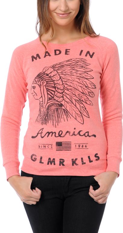 Glamour Kills American Made Coral Crew Neck Sweatshirt