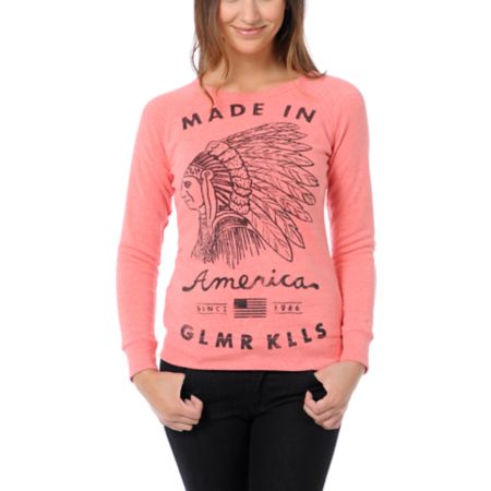 Glamour Kills American Made Coral Crew Neck Sweatshirt
