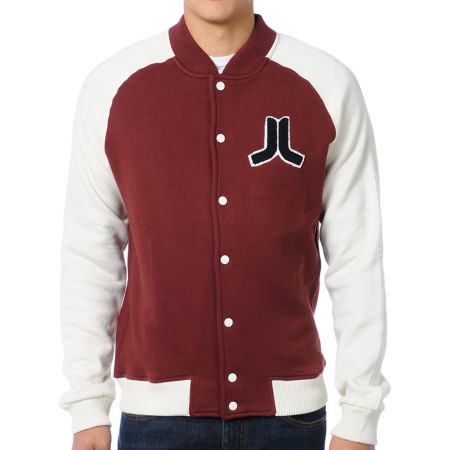 WeSC Balker Red Fleece Varsity Jacket