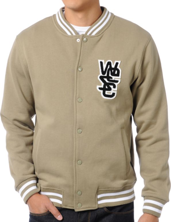 WeSC Warren Beige Fleece Varsity Jacket