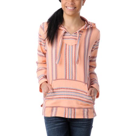 Senor Lopez Coral, Blue & Red Light Weight Baja Poncho
