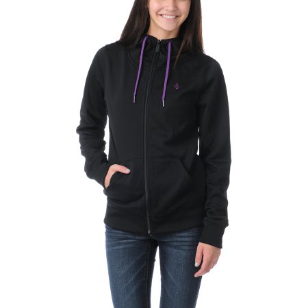 Volcom Girls Carpel 2013 Black Full Zip Tech Fleece Jacket