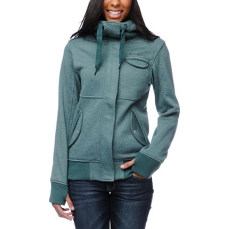 Billabong Girls Plush Bayberry Teal Tech Fleece Jacket
