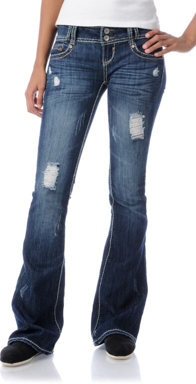 Almost Famous Sandra Medium Blue Bootcut Jeans