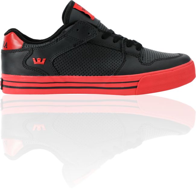 Supra Vaider Low Black & Red Action Leather Skate Shoe